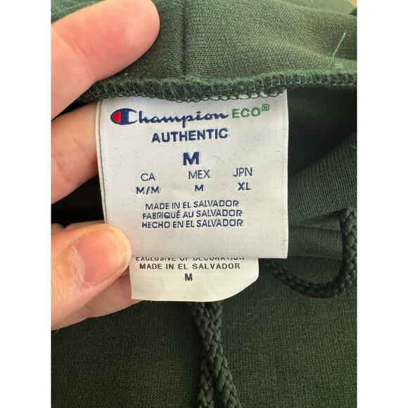 Champion Eco Authentic Green Hoodie Sweatshirt Men’s Medium Pullover - Picture 4 of 8